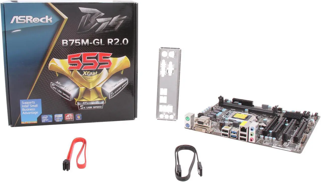 Alt view image 5 of 5 - ASRock B75M-GL R2.0 LGA 1155 Intel B75 USB 3.0 Micro ATX Intel Motherboard with UEFI BIOS