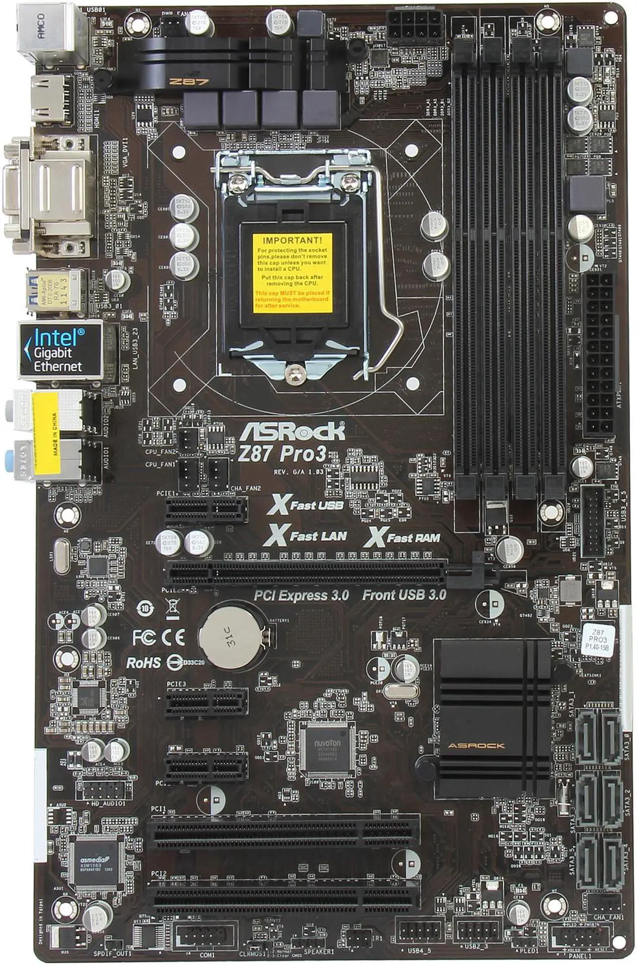Alt view image 3 of 5 - ASRock Z87 PRO3 LGA 1150 Intel Z87 HDMI USB 3.0 ATX Intel Motherboard