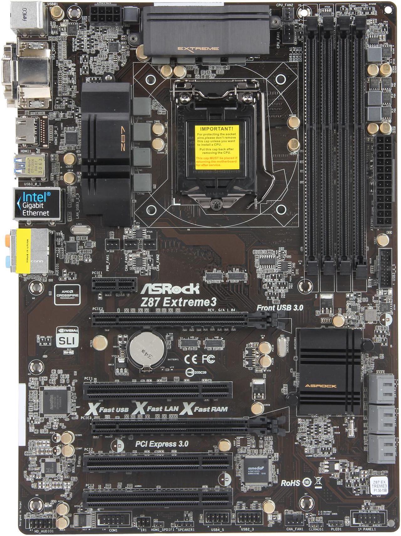 Alt view image 3 of 5 - ASRock Z87 Extreme3 LGA 1150 Intel Z87 HDMI USB 3.0 ATX Intel Motherboard
