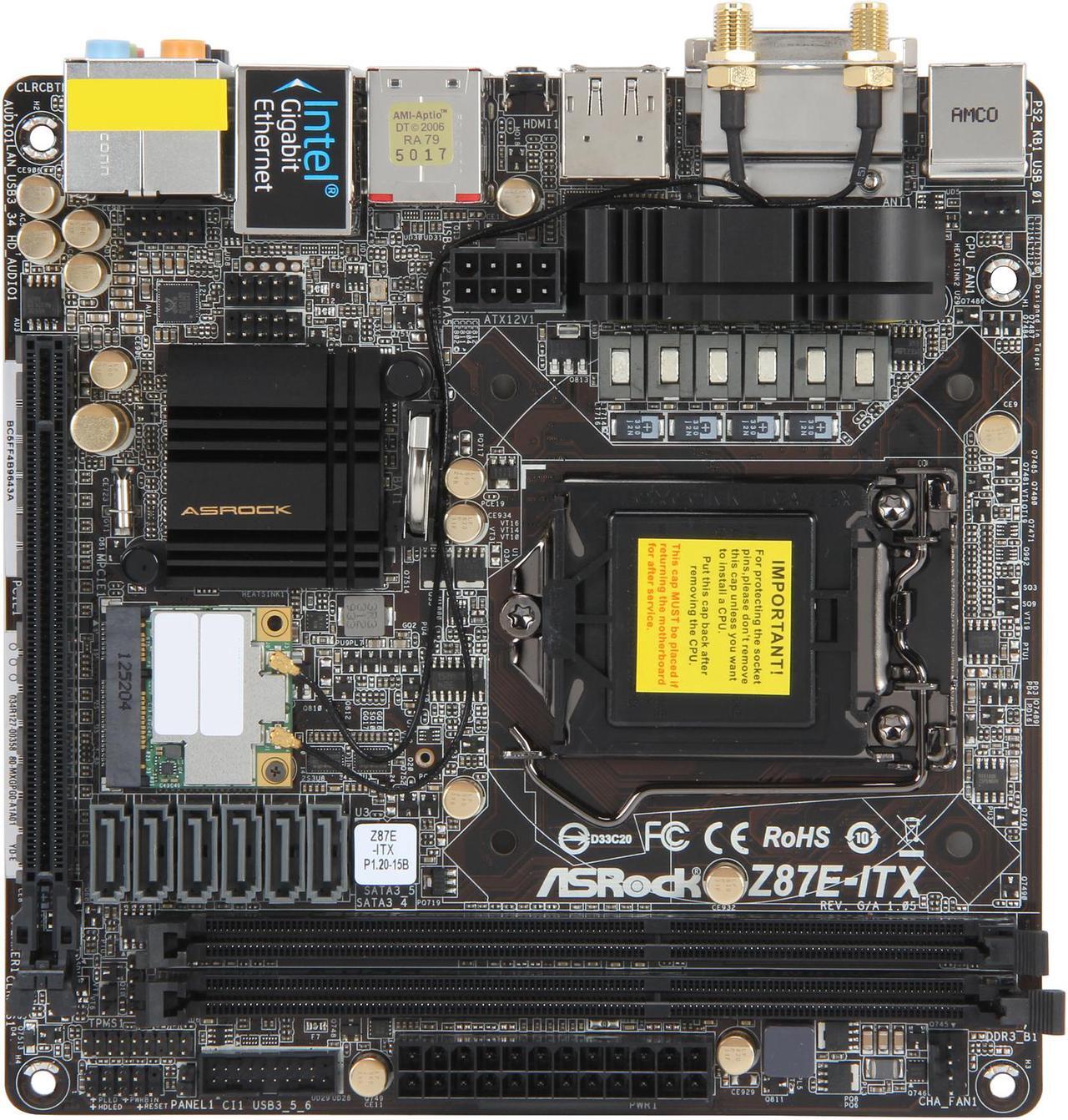 Alt view image 4 of 5 - ASRock Z87E-ITX LGA 1150 Intel Z87 HDMI USB 3.0 Mini ITX Intel I217V Lan 802.11ac WiFi Intel Motherboard