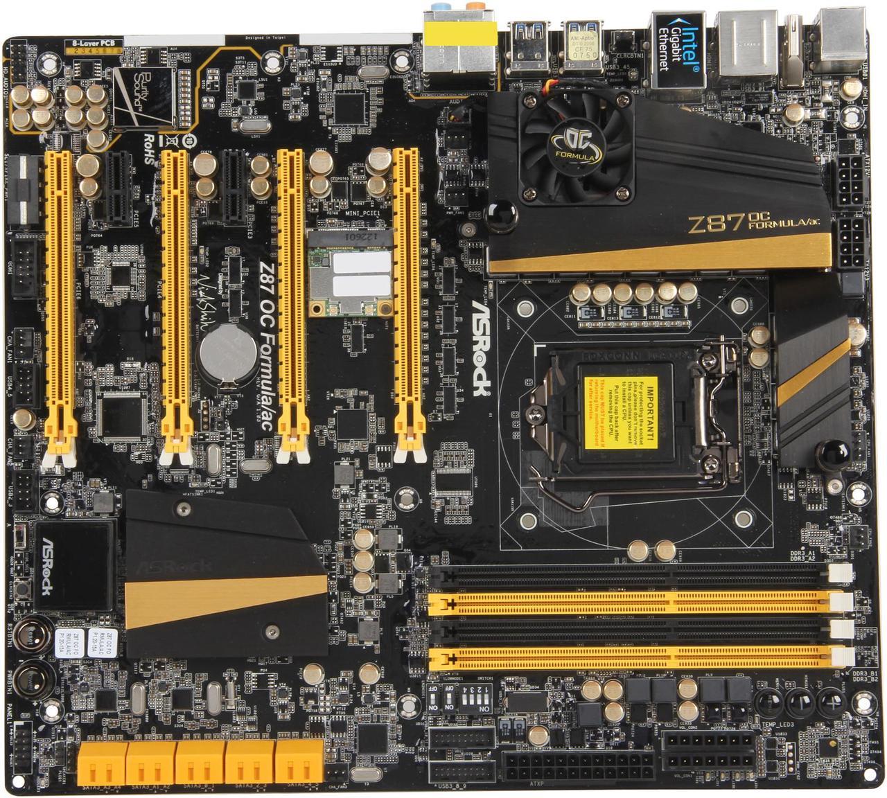 Alt view image 3 of 5 - ASRock Z87 OC Formula/ac LGA 1150 Intel Z87 HDMI USB 3.0 Extended ATX Intel Motherboard