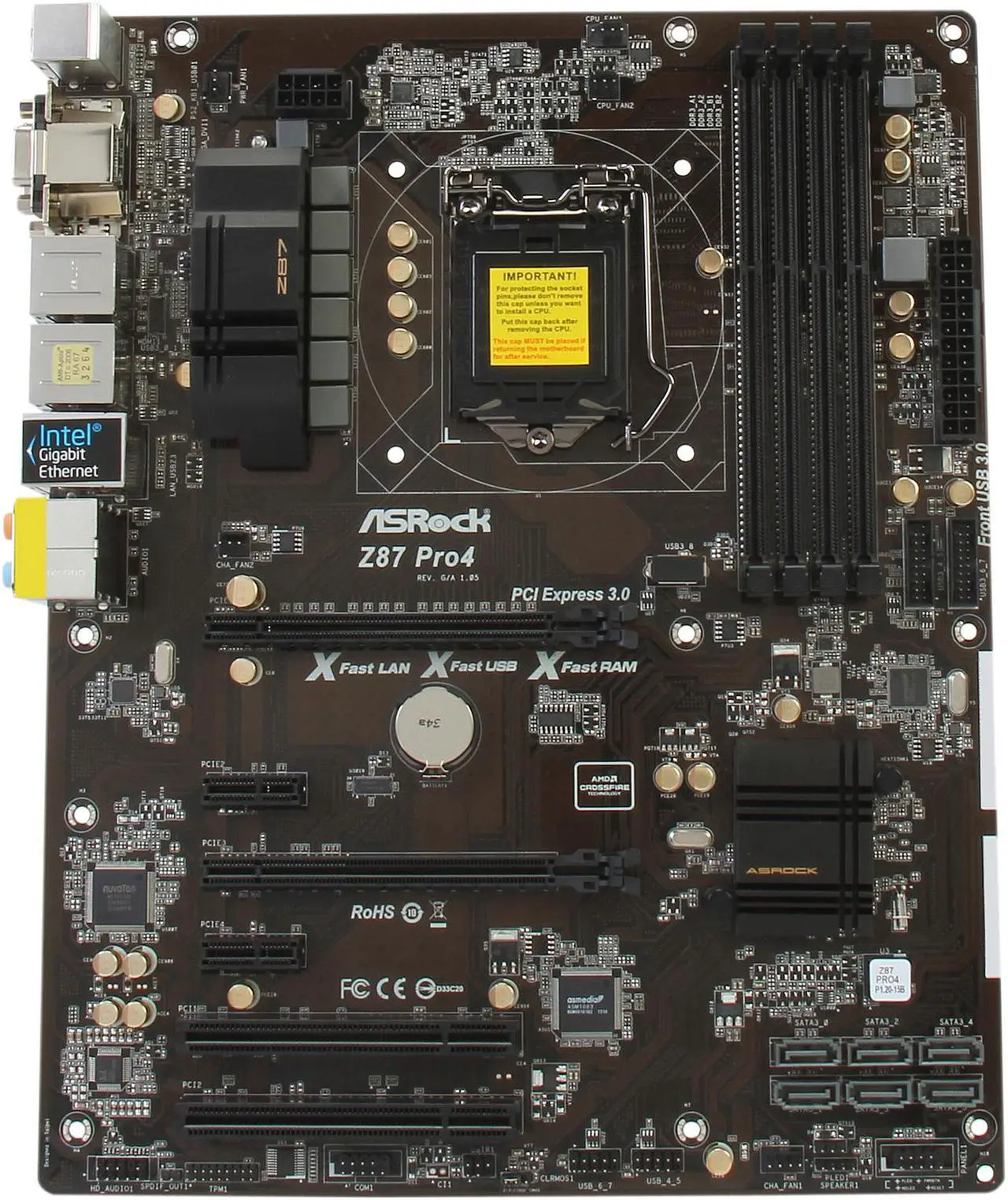 Alt view image 3 of 5 - ASRock Z87 PRO4 LGA 1150 Intel Z87 HDMI USB 3.0 ATX Intel Motherboard