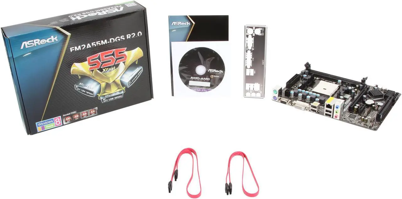 Alt view image 5 of 5 - ASRock FM2A55M-DGS R2.0 FM2 AMD A55 (Hudson D2) Micro ATX AMD Motherboard