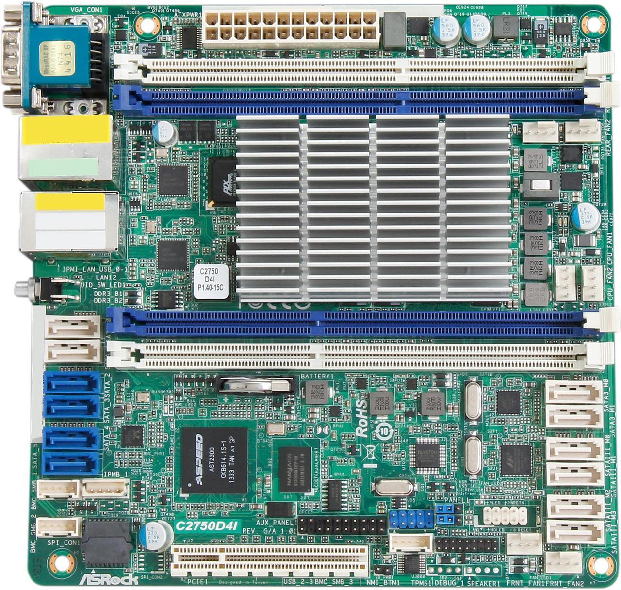 Alt view image 4 of 5 - AsRock Rack C2750D4I Mini ITX Server Motherboard FCBGA1283 DDR3 1600 / 1333