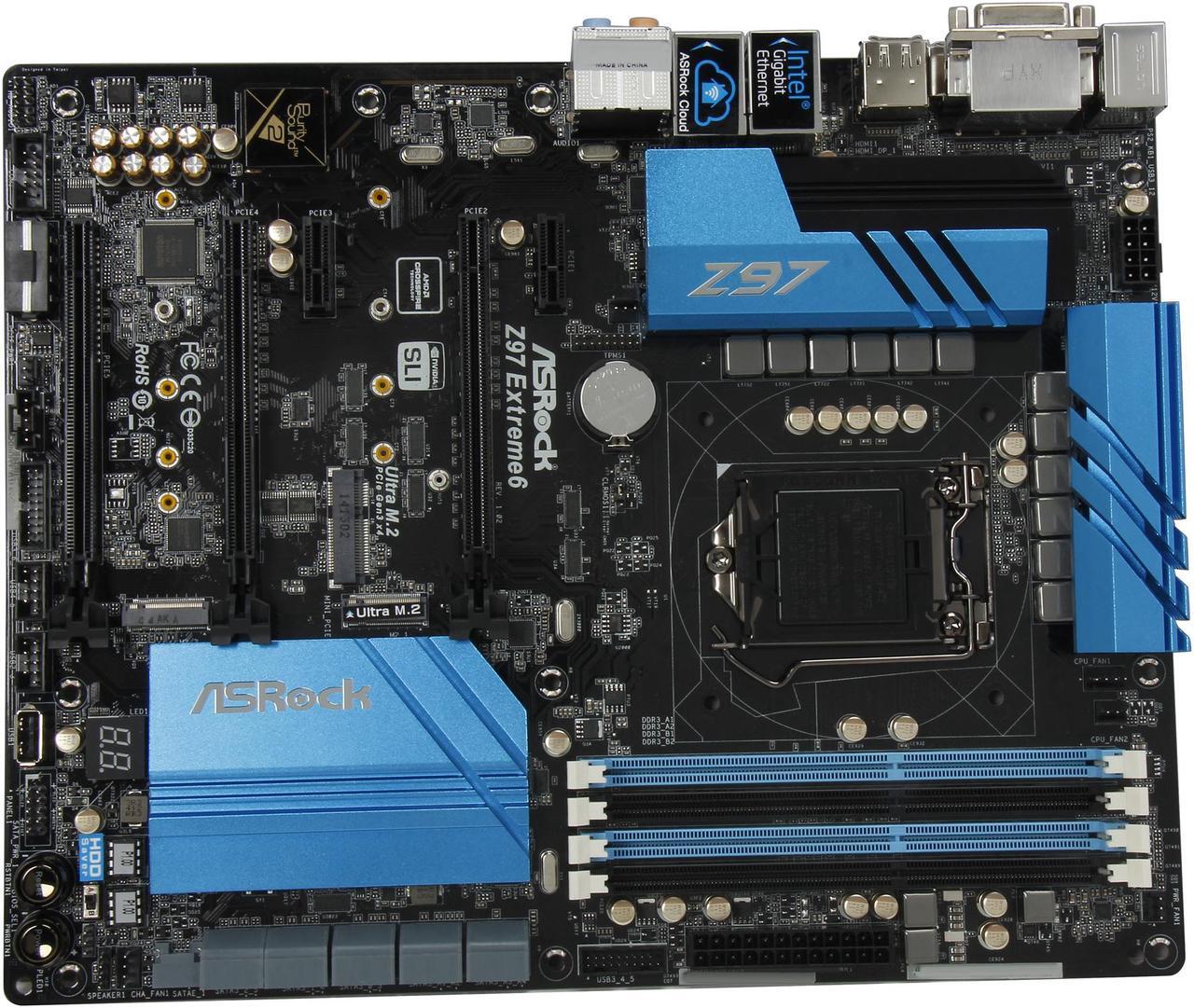 Alt view image 4 of 5 - ASRock Z97 Extreme6 LGA 1150 Intel Z97 HDMI SATA 6Gb/s USB 3.0 ATX Intel Motherboard