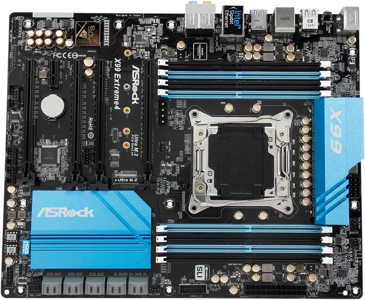 Alt view image 4 of 5 - ASRock X99 Extreme4 LGA 2011-v3 Intel X99 SATA 6Gb/s USB 3.1 ATX Intel Motherboard