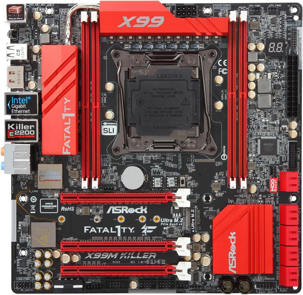 Alt view image 4 of 5 - ASRock ASRock Fatal1ty Gaming Fatal1ty X99M Killer LGA 2011-v3 Intel X99 USB 3.0 Micro ATX Intel Motherboard