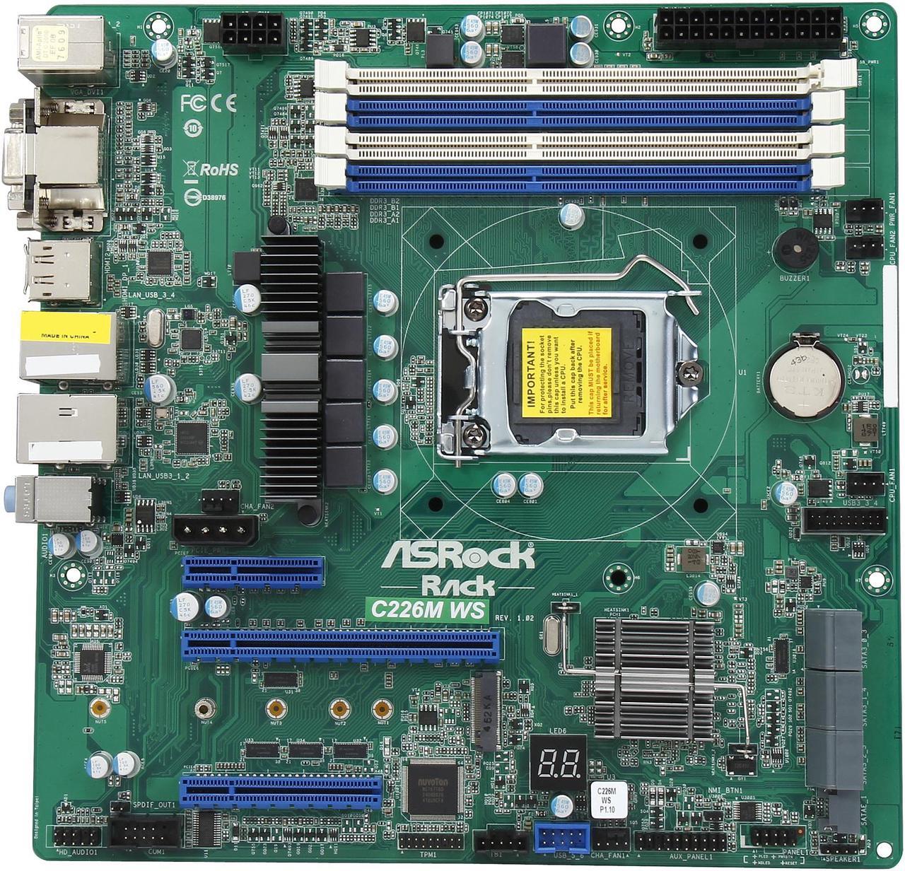 Alt view image 3 of 5 - ASRock C226M WS Micro ATX Server Motherboard LGA 1150 DDR3 1600 / 1333