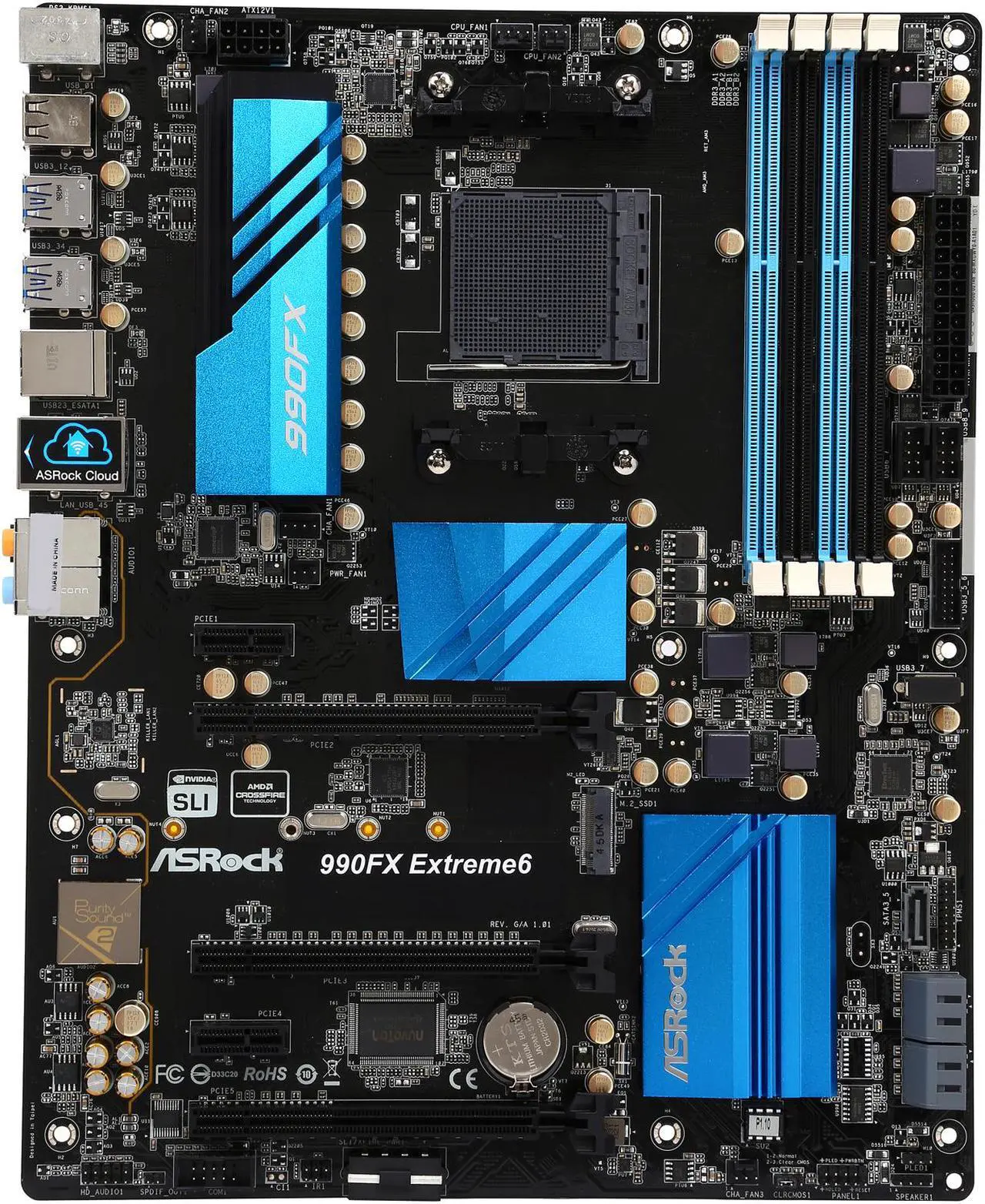 Alt view image 4 of 5 - ASRock 990FX Extreme6 AM3+ Northbridge: AMD 990FX Southbridge: AMD SB950 USB 3.0 ATX AMD Motherboard