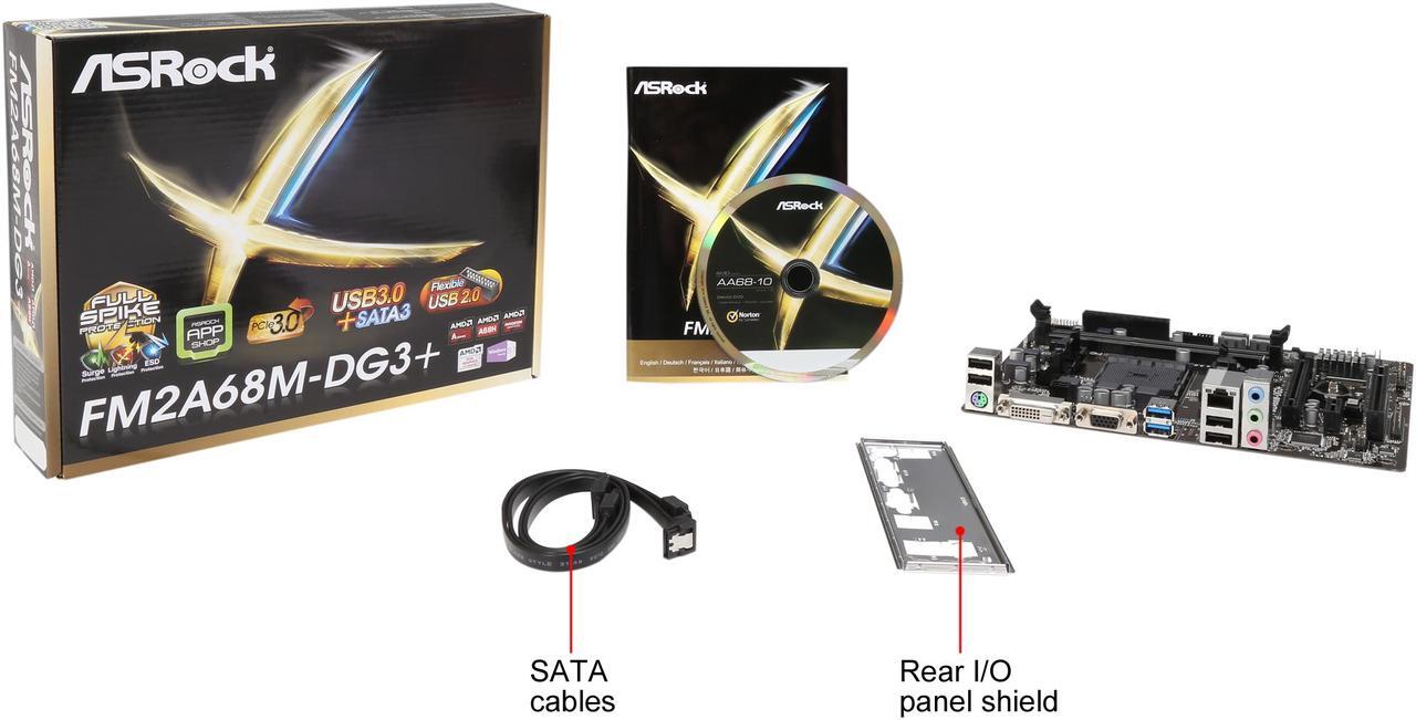 Alt view image 9 of 8 - ASRock FM2A68M-DG3+ FM2+ / FM2 AMD A68H FCH (Bolton D2H) SATA 6Gb/s USB 3.0 Micro ATX AMD Motherboard