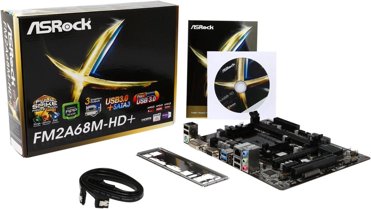 Alt view image 6 of 5 - ASRock FM2A68M-HD+ FM2+ / FM2 AMD A68H (Bolton-D2H) SATA 6Gb/s USB 3.0 HDMI Micro ATX AMD Motherboard