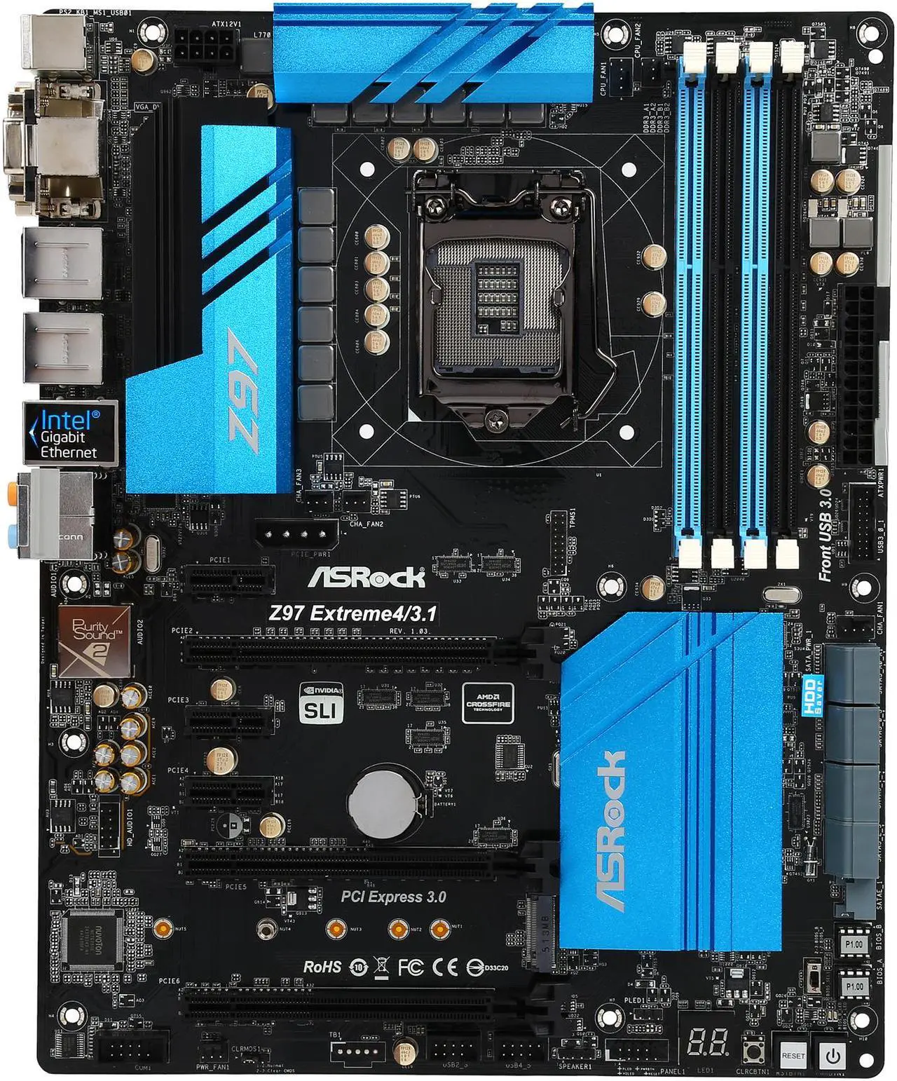 Alt view image 4 of 7 - ASRock Z97 Extreme4/3.1 LGA 1150 Intel Z97 HDMI USB 3.1 USB 3.0 ATX Intel Motherboard