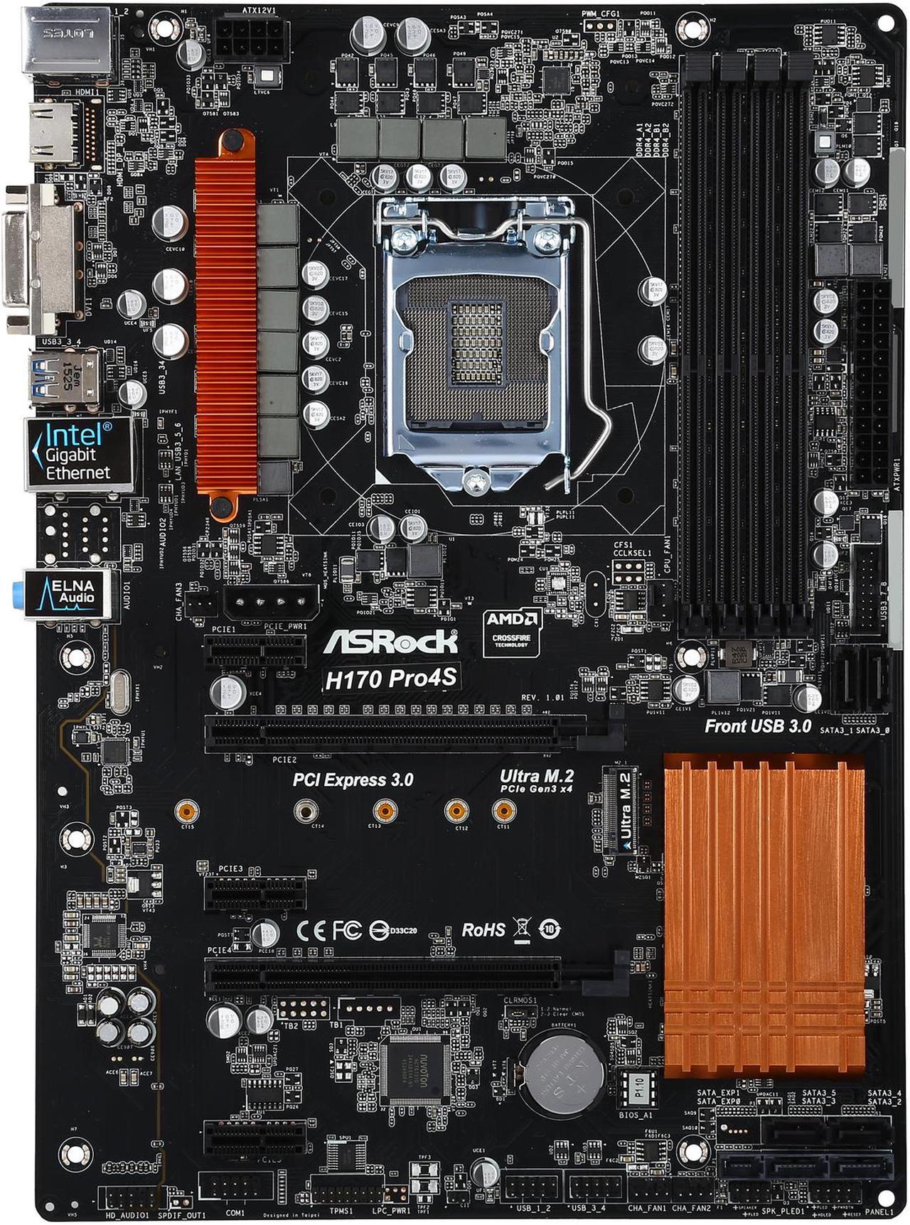 Alt view image 5 of 7 - ASRock H170 Pro4S LGA 1151 Intel H170 HDMI USB 3.0 ATX Intel Motherboard