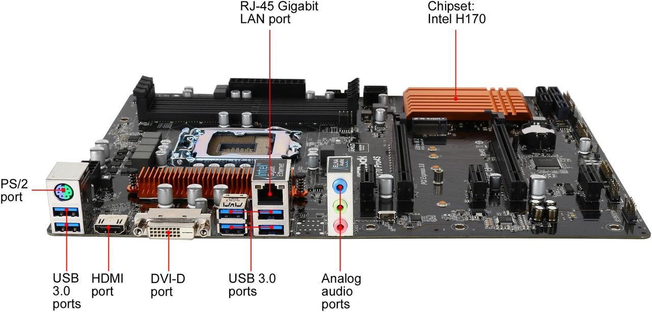 Alt view image 4 of 7 - ASRock H170 Pro4S LGA 1151 Intel H170 HDMI USB 3.0 ATX Intel Motherboard