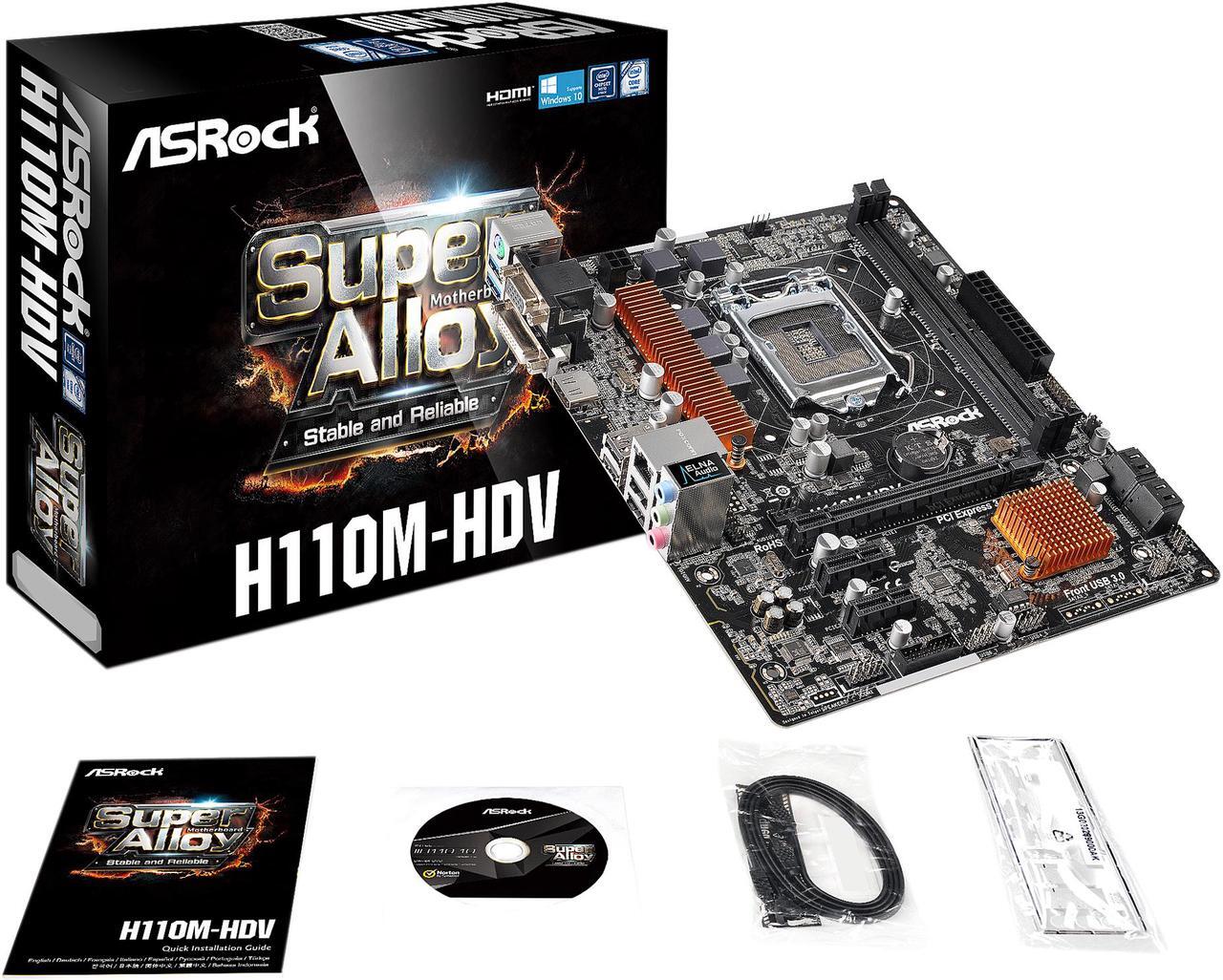 Alt view image 5 of 6 - ASRock H110M-HDV LGA 1151 Intel H110 HDMI SATA 6Gb/s USB 3.0 Micro ATX Intel Motherboard
