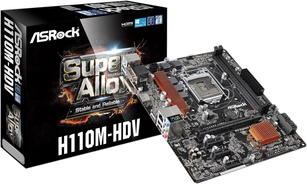 Alt view image 6 of 6 - ASRock H110M-HDV LGA 1151 Intel H110 HDMI SATA 6Gb/s USB 3.0 Micro ATX Intel Motherboard