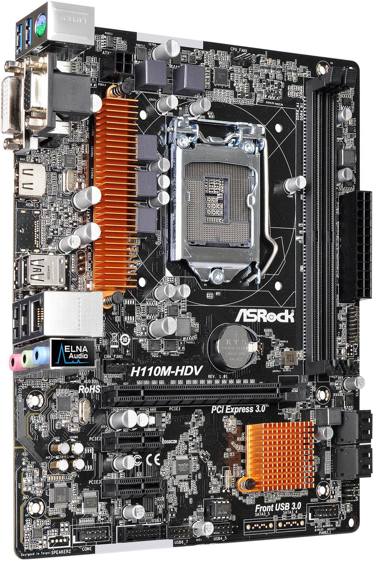 Alt view image 4 of 6 - ASRock H110M-HDV LGA 1151 Intel H110 HDMI SATA 6Gb/s USB 3.0 Micro ATX Intel Motherboard
