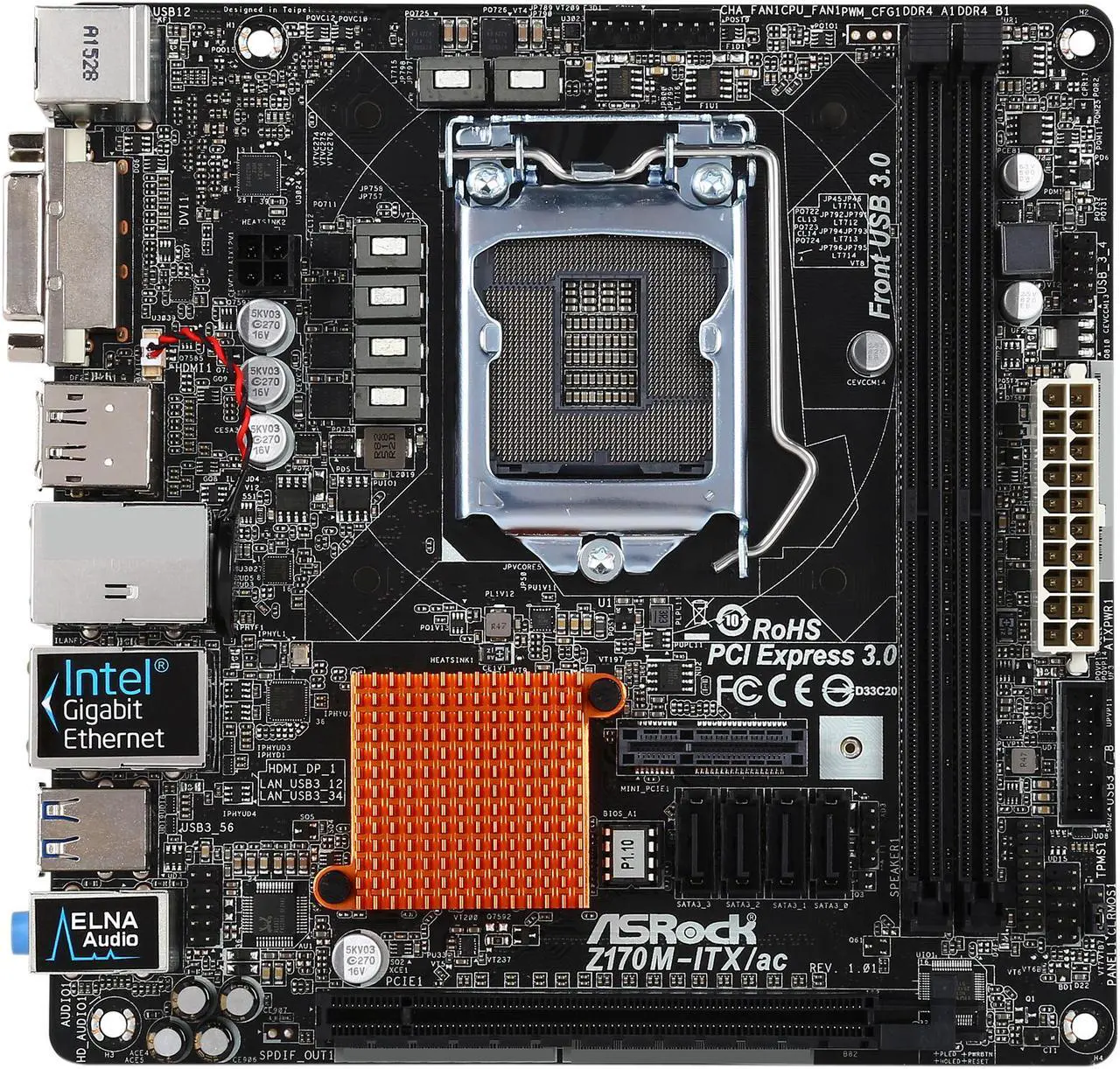 Alt view image 4 of 5 - ASRock Z170M-ITX/ac LGA 1151 Intel Z170 HDMI USB 3.0 Mini ITX Intel Motherboard