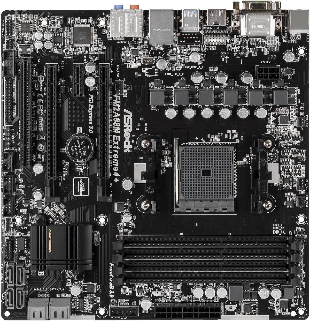 Alt view image 2 of 4 - ASRock FM2A88M EXTREME4+ R2.0 FM2+ / FM2 AMD A88X (Bolton D4) SATA 6Gb/s USB 3.0 HDMI Micro ATX AMD Motherboard