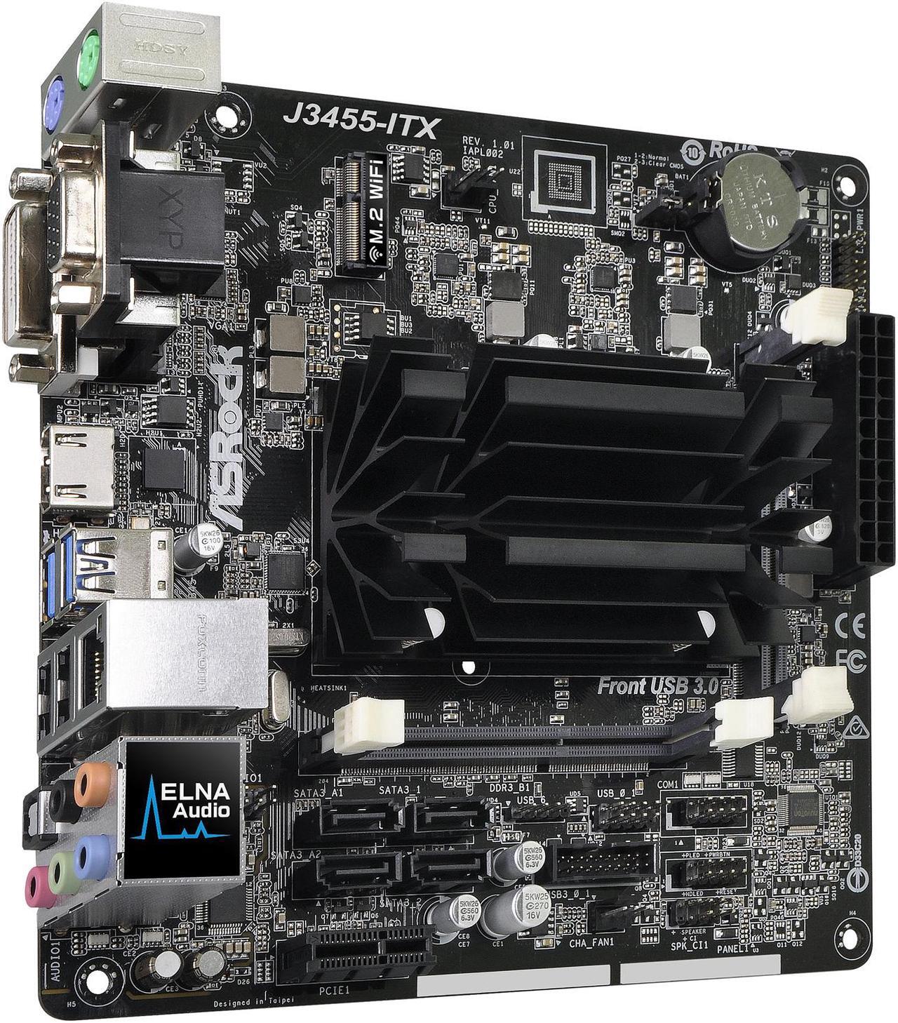 Alt view image 4 of 7 - ASRock J3455-ITX Intel Quad-Core Processor J3455 (up to 2.3GHz) Mini ITX Motherboard / CPU Combo