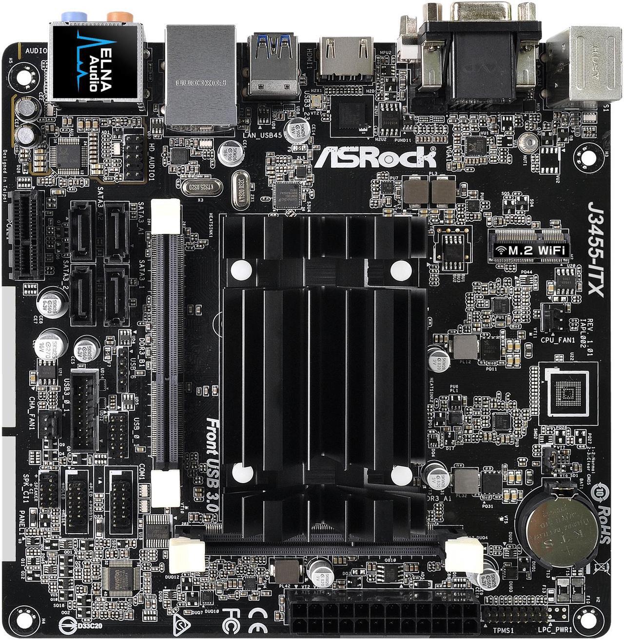 Alt view image 3 of 7 - ASRock J3455-ITX Intel Quad-Core Processor J3455 (up to 2.3GHz) Mini ITX Motherboard / CPU Combo