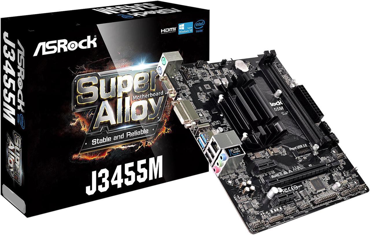 Alt view image 7 of 7 - ASRock J3455M Intel Quad-Core Celeron Processor J3455 (up to 2.3 GHz) Micro ATX Motherboard / CPU Combo