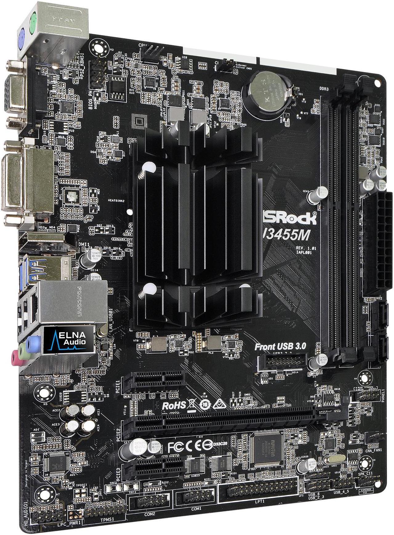 Alt view image 4 of 7 - ASRock J3455M Intel Quad-Core Celeron Processor J3455 (up to 2.3 GHz) Micro ATX Motherboard / CPU Combo
