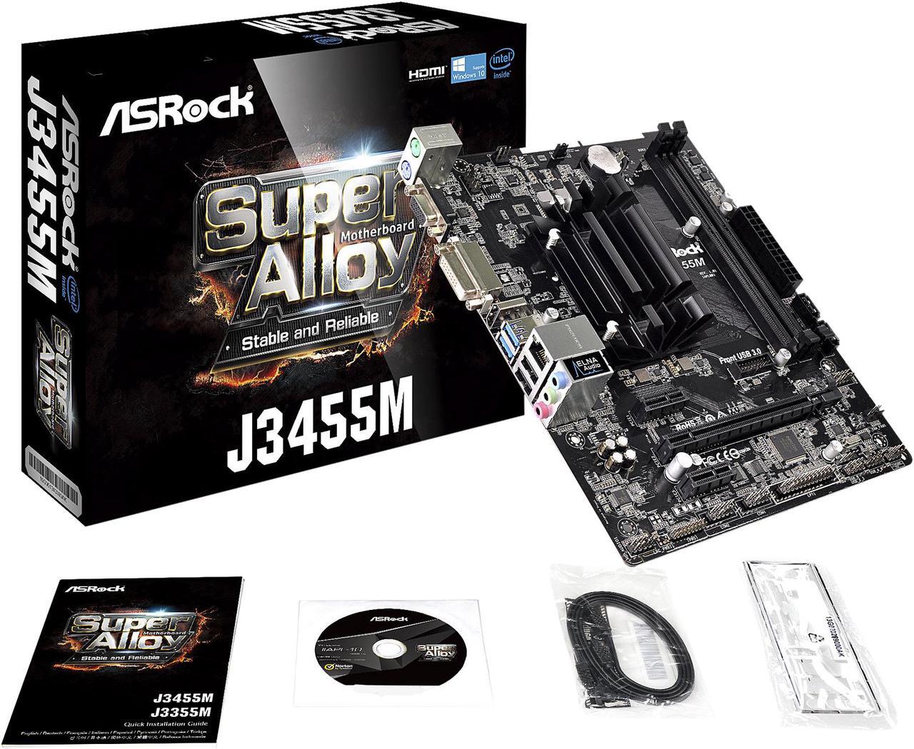 Alt view image 6 of 7 - ASRock J3455M Intel Quad-Core Celeron Processor J3455 (up to 2.3 GHz) Micro ATX Motherboard / CPU Combo