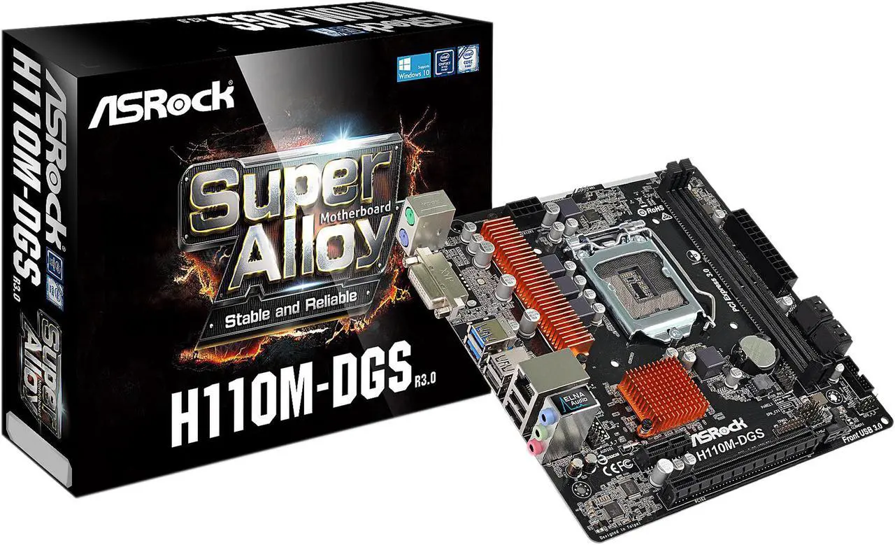 Alt view image 10 of 10 - ASRock H110M-DGS R3.0 LGA 1151 Intel H110 USB 3.0 Micro ATX Motherboards - Intel