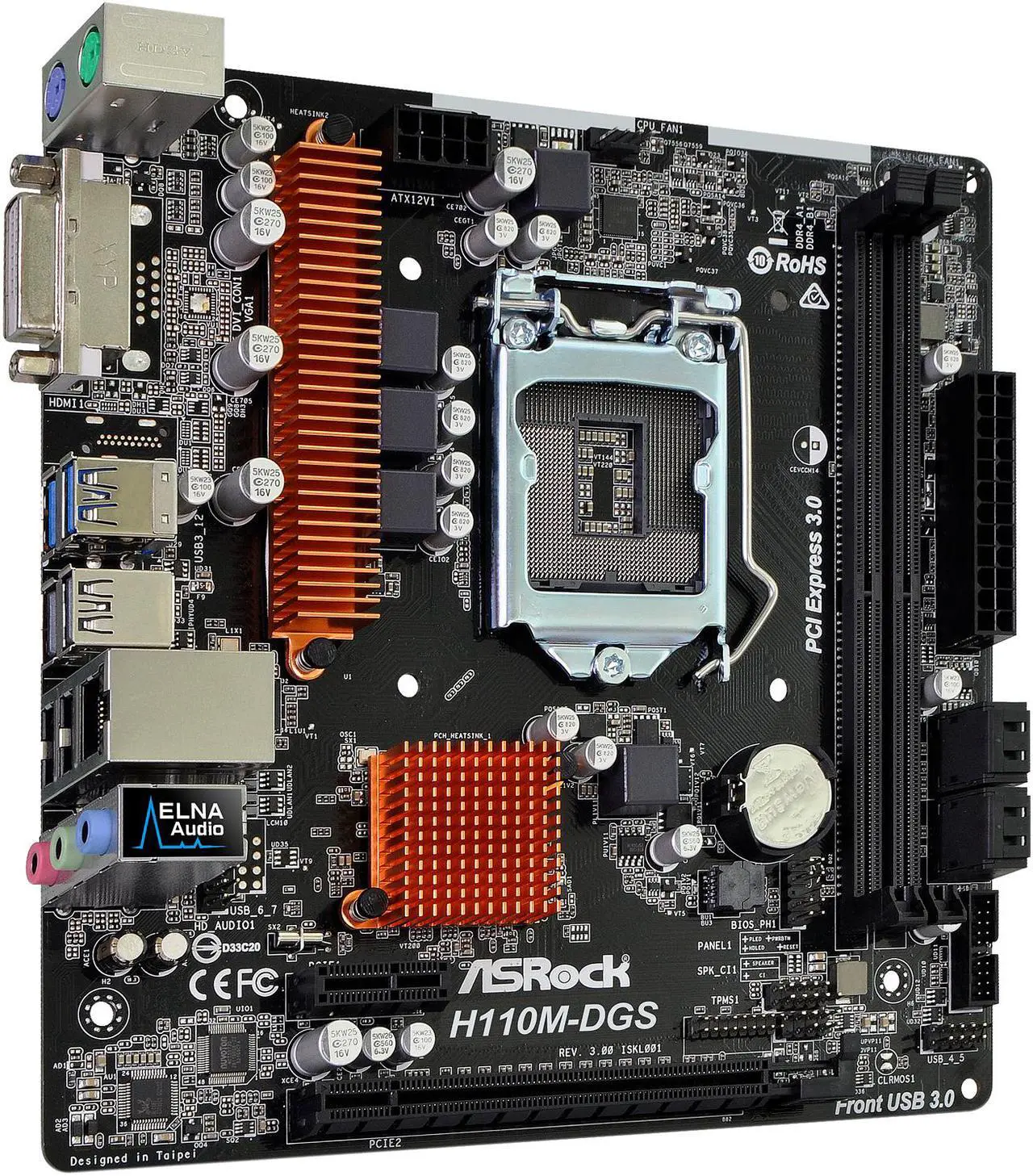 Alt view image 4 of 10 - ASRock H110M-DGS R3.0 LGA 1151 Intel H110 USB 3.0 Micro ATX Motherboards - Intel