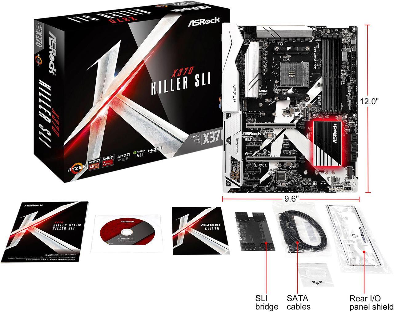 Alt view image 9 of 10 - ASRock X370 Killer SLI AM4 AMD Promontory X370 SATA 6Gb/s USB 3.0 HDMI ATX Motherboards - AMD