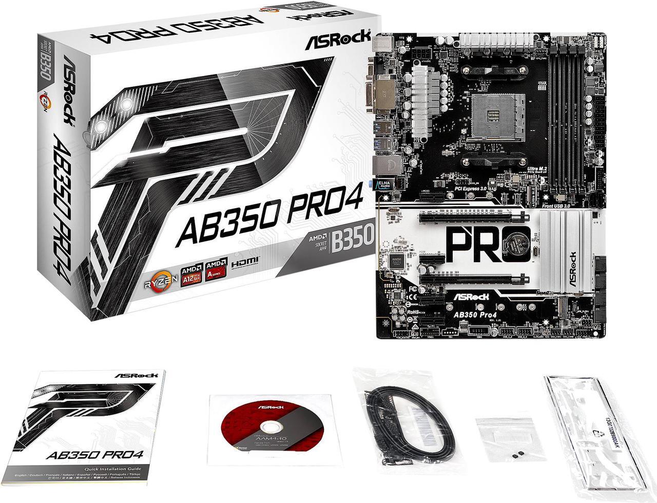Alt view image 6 of 7 - ASRock AB350 Pro4 AM4 AMD Promontory B350 USB 3.1 HDMI ATX AMD Motherboard