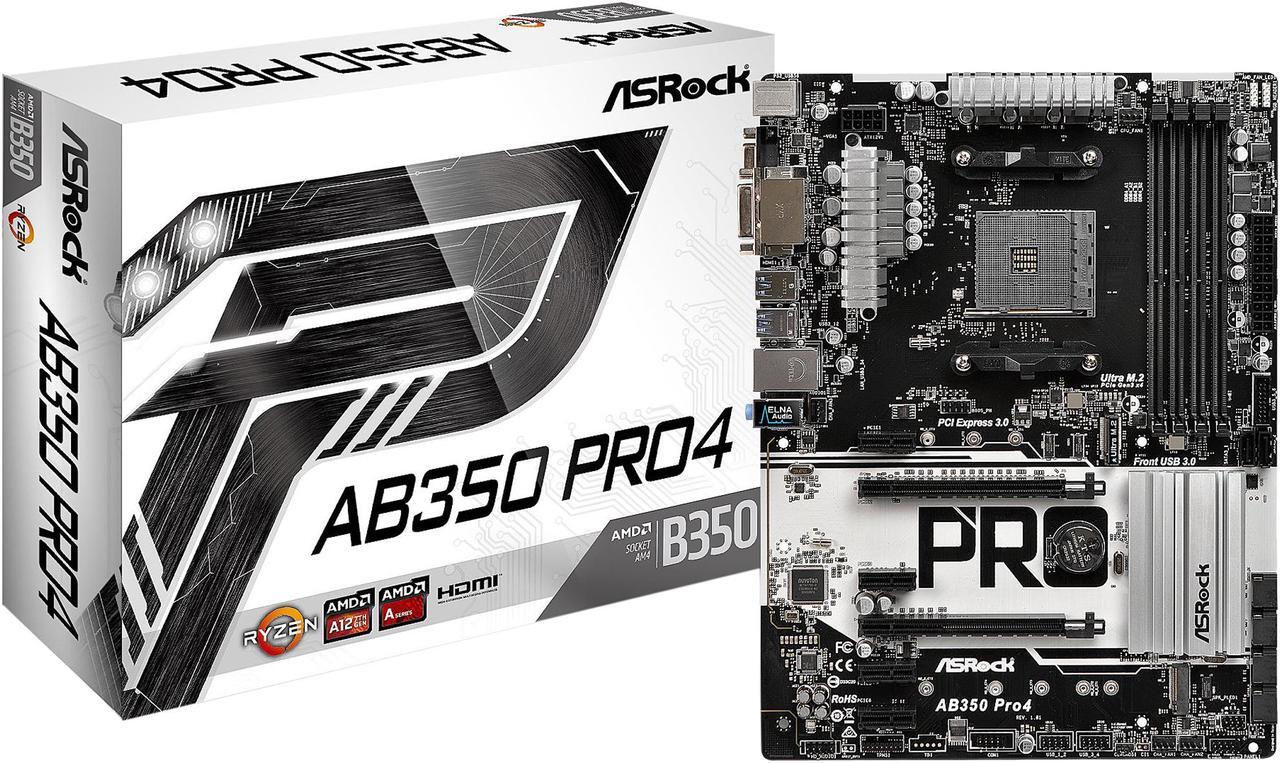 Alt view image 7 of 7 - ASRock AB350 Pro4 AM4 AMD Promontory B350 USB 3.1 HDMI ATX AMD Motherboard