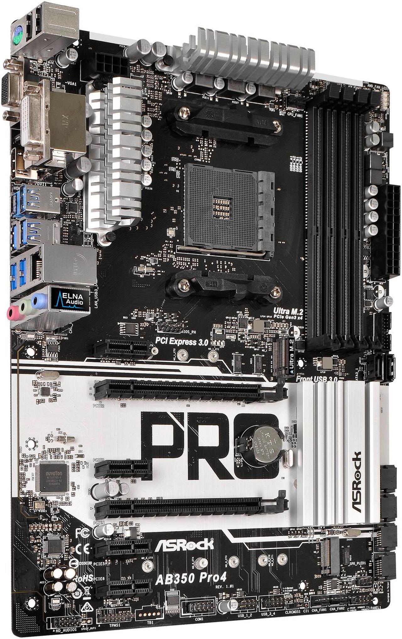 Alt view image 2 of 7 - ASRock AB350 Pro4 AM4 AMD Promontory B350 USB 3.1 HDMI ATX AMD Motherboard
