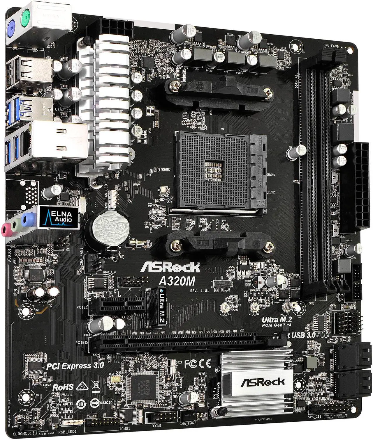 Alt view image 3 of 7 - ASRock A320M AM4 AMD Promontory A320 USB 3.0 Micro ATX AMD Motherboard