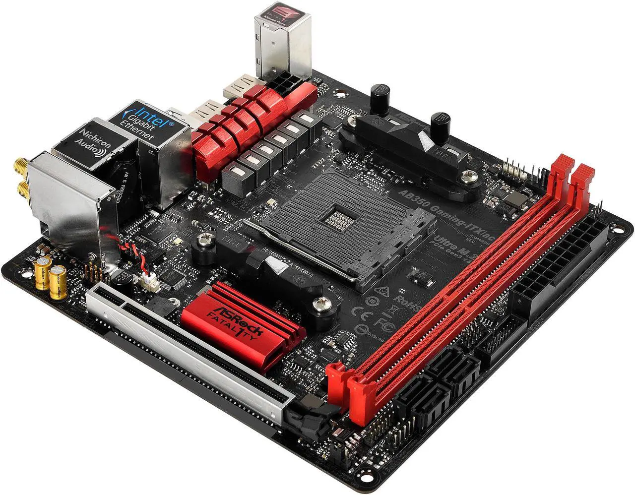Main image of ASRock Fatal1ty AB350 Gaming-ITX/ac AM4 AMD Promontory B350 USB 3.1 HDMI Mini ITX AMD Motherboard