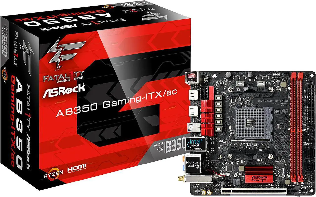 Alt view image 7 of 7 - ASRock Fatal1ty AB350 Gaming-ITX/ac AM4 AMD Promontory B350 USB 3.1 HDMI Mini ITX AMD Motherboard