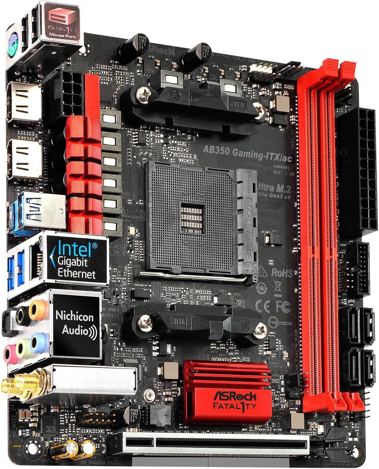 Alt view image 4 of 7 - ASRock Fatal1ty AB350 Gaming-ITX/ac AM4 AMD Promontory B350 USB 3.1 HDMI Mini ITX AMD Motherboard