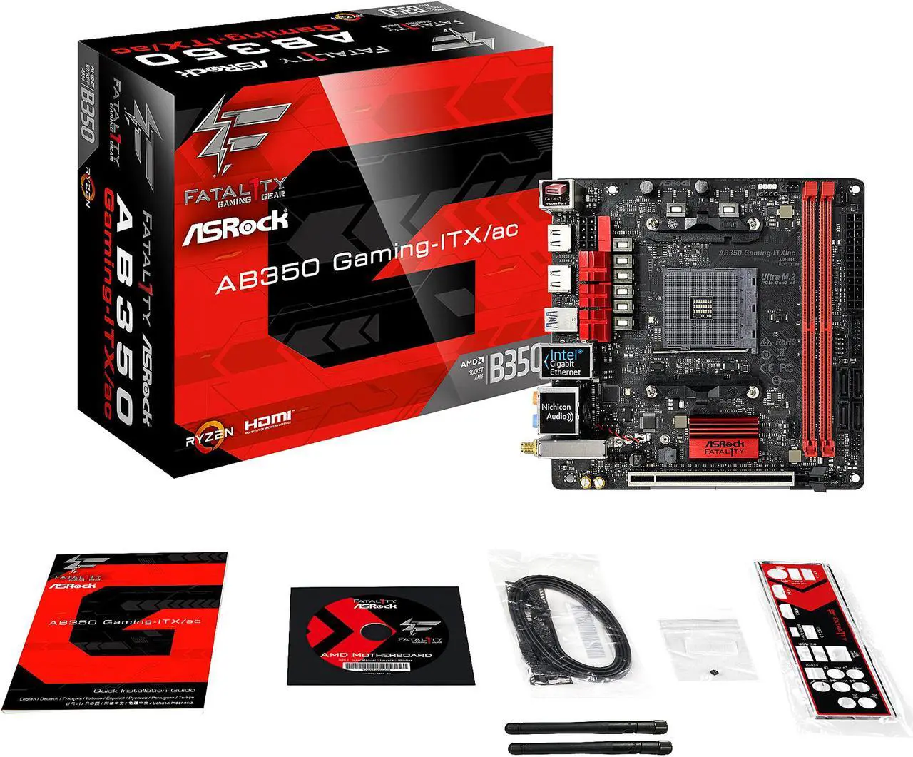 Alt view image 6 of 7 - ASRock Fatal1ty AB350 Gaming-ITX/ac AM4 AMD Promontory B350 USB 3.1 HDMI Mini ITX AMD Motherboard
