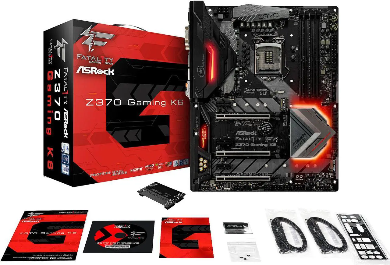 Alt view image 6 of 7 - ASRock Fatal1ty Z370 Gaming K6 LGA 1151 (300 Series) Intel Z370 HDMI USB 3.1 ATX Intel Motherboard