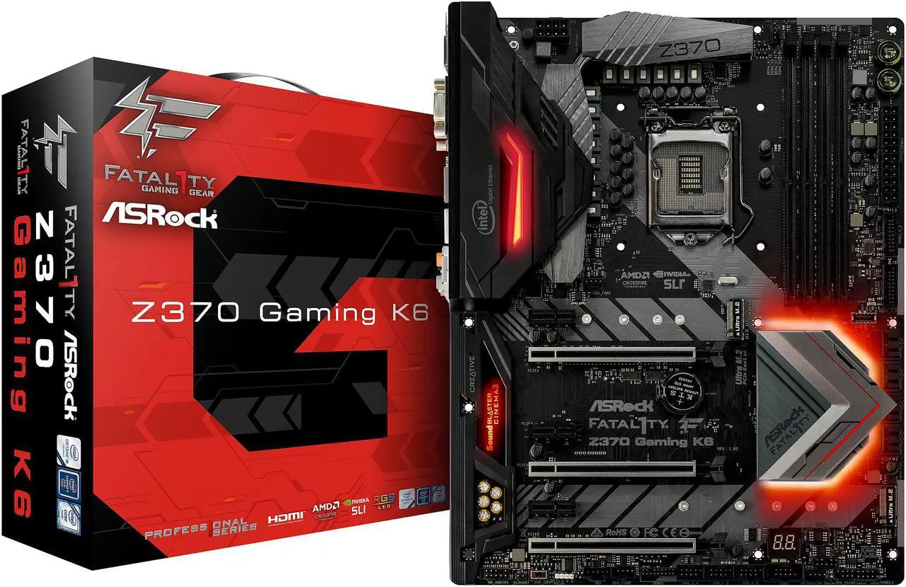 Alt view image 7 of 7 - ASRock Fatal1ty Z370 Gaming K6 LGA 1151 (300 Series) Intel Z370 HDMI USB 3.1 ATX Intel Motherboard