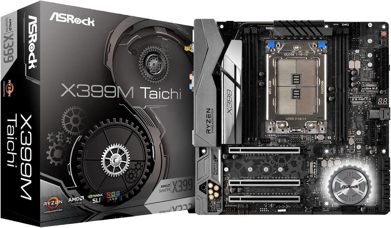 Alt view image 10 of 10 - ASRock X399M TAICHI sTR4 AMD X399 Micro ATX AMD Motherboard