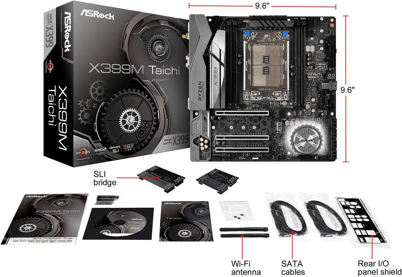 Alt view image 9 of 10 - ASRock X399M TAICHI sTR4 AMD X399 Micro ATX AMD Motherboard