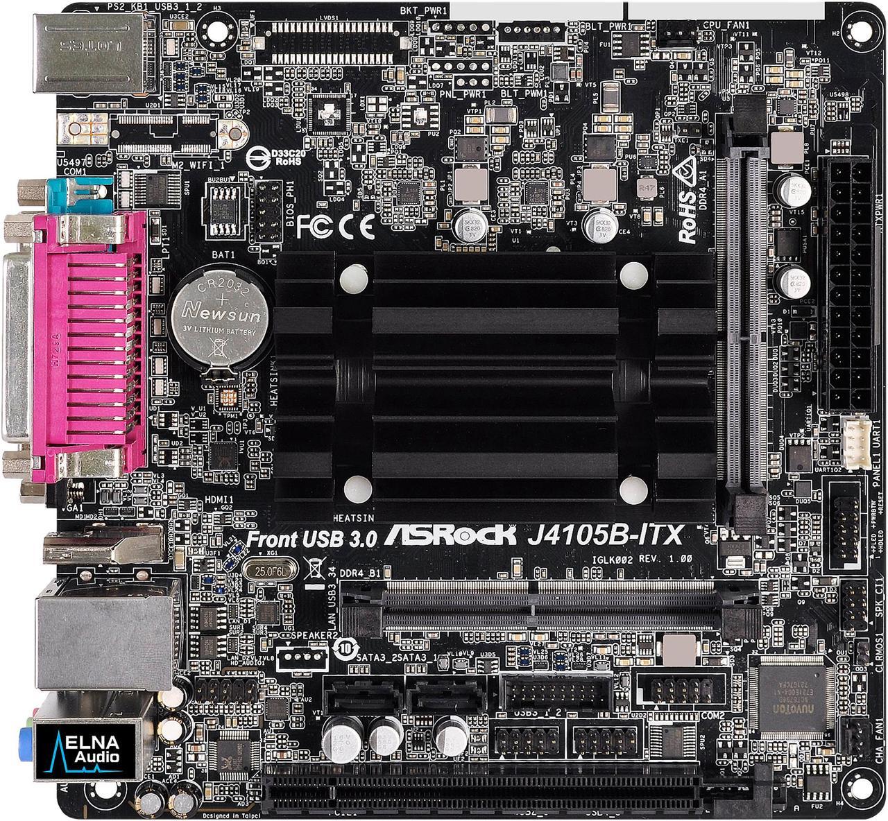 ASRock J4105B-ITX Intel Celeron Quad-Core Processor J4105 (up to 2.5 GHz) Mini ITX Motherboard / CPU Combo