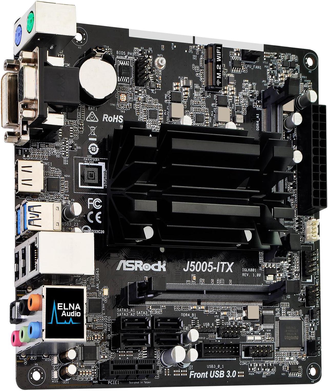 Alt view image 3 of 6 - ASRock J5005-ITX Intel Quad-Core Pentium Silver Processor J5005 (up to 2.8 GHz) Mini ITX Motherboard / CPU Combo