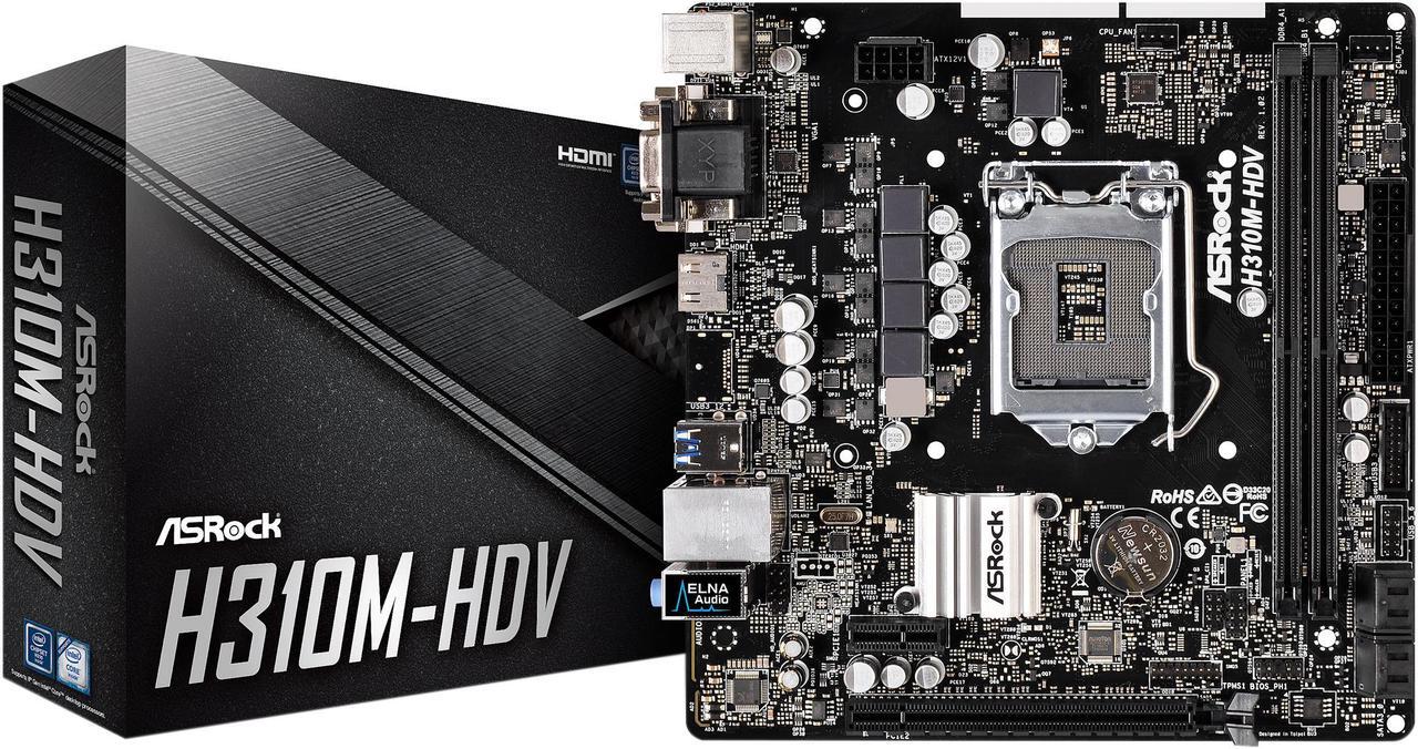 Alt view image 7 of 7 - ASRock H310M-HDV LGA 1151 (300 Series) Intel H310 HDMI SATA 6Gb/s USB 3.1 Micro ATX Intel Motherboard