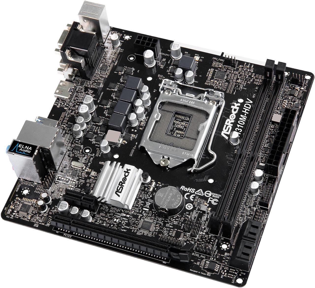 Alt view image 2 of 7 - ASRock H310M-HDV LGA 1151 (300 Series) Intel H310 HDMI SATA 6Gb/s USB 3.1 Micro ATX Intel Motherboard