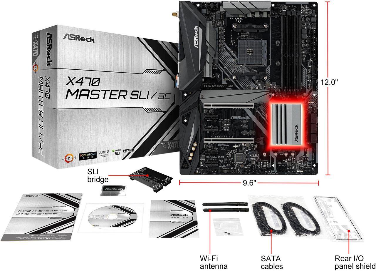 Alt view image 10 of 11 - ASRock X470 Master SLI/AC AM4 AMD Ryzen 3000 Series CPU Ready ATX AMD Motherboard