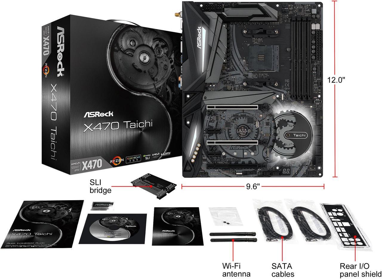 Alt view image 11 of 11 - ASRock X470 Taichi AM4 AMD Ryzen 3000 Series CPU Ready ATX AMD Motherboard