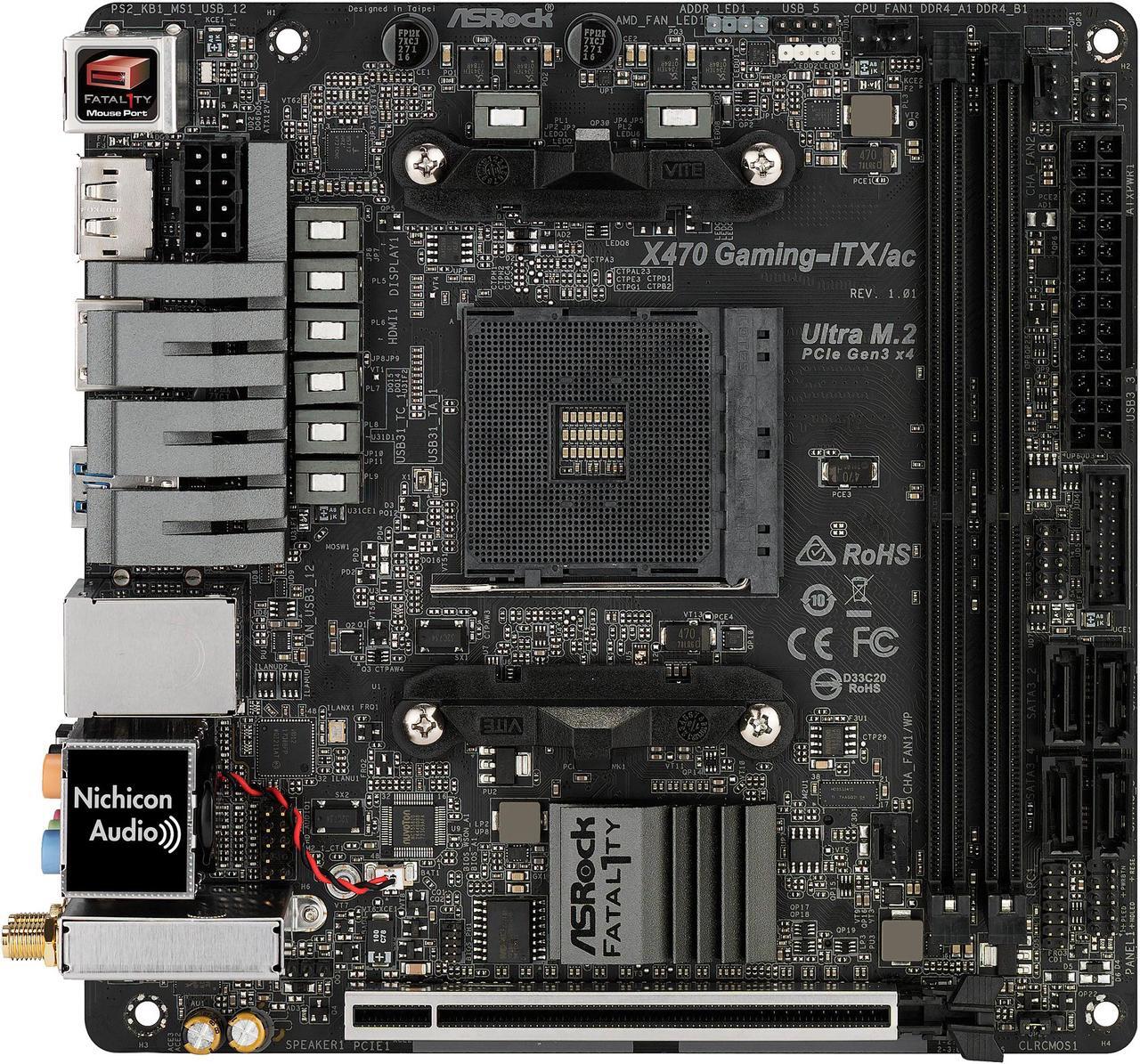 Main image of ASRock Fatal1ty X470 Gaming-ITX/ac AM4 AMD Ryzen 3000 Series CPU Ready Mini ITX AMD Motherboard